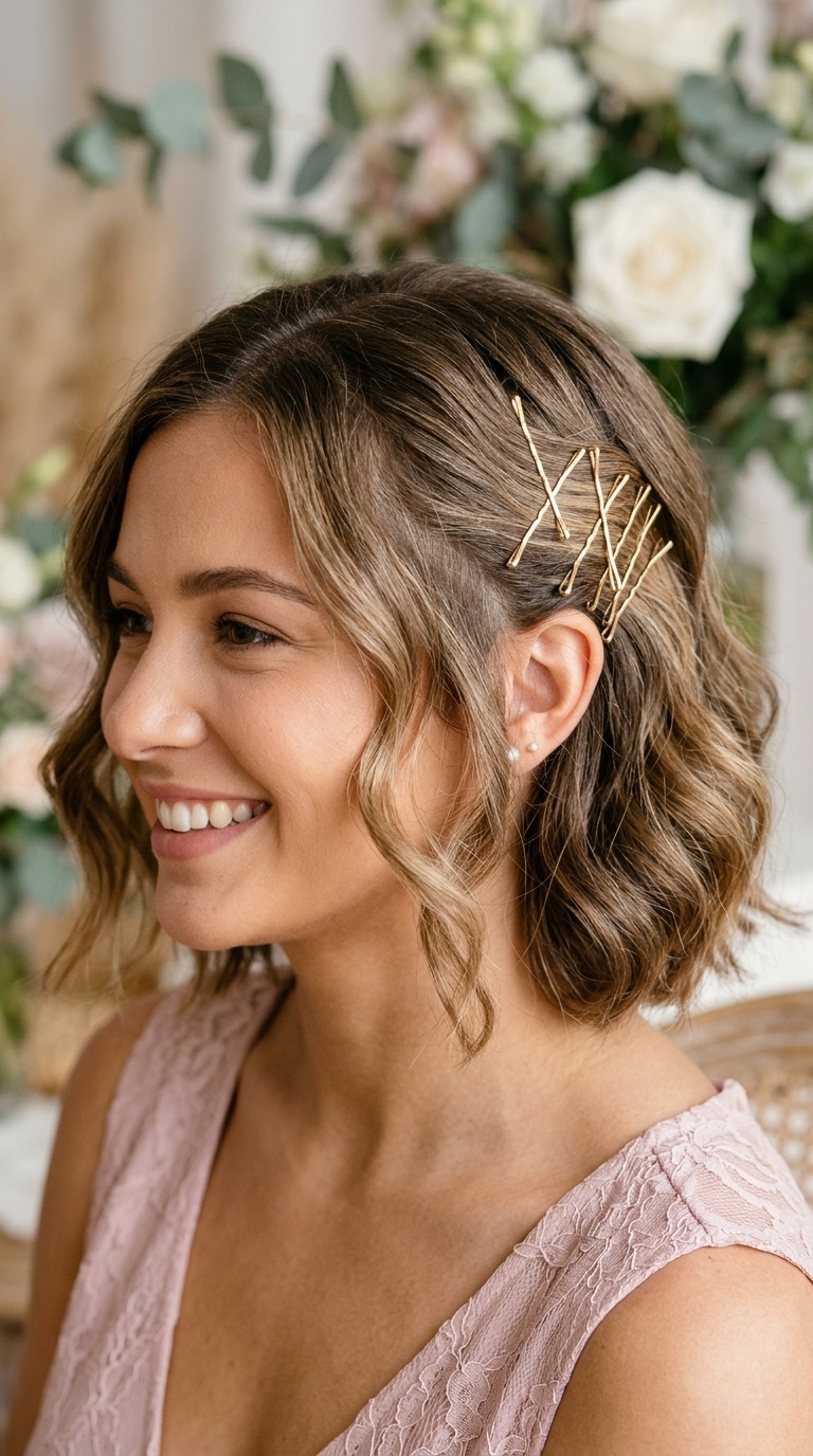 Criss-Cross Pin Back with Tousled Waves