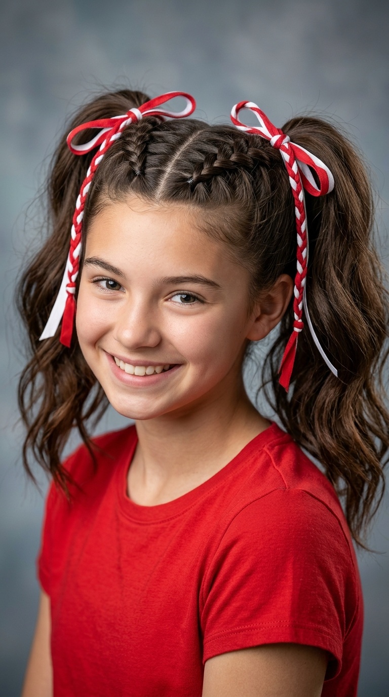 Criss-Cross Ponytails with Ribbons