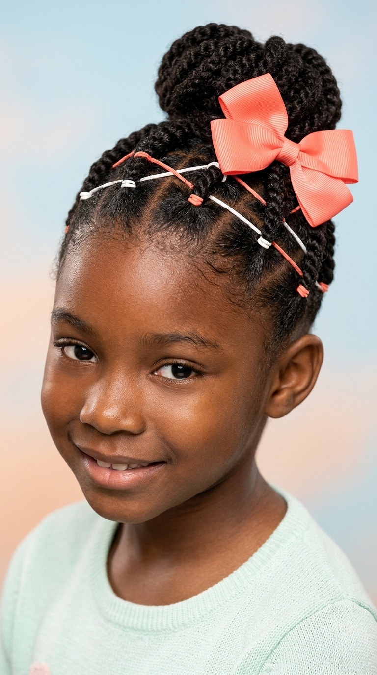 Criss-Cross Rubber Band Style with Coral Bow