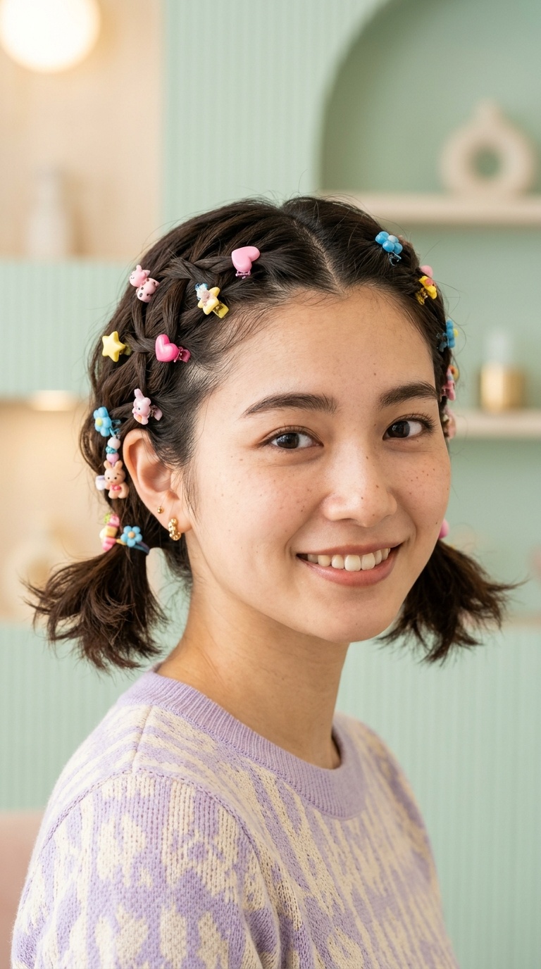 Criss-Cross Sectioned Pigtails with Multi-Clips