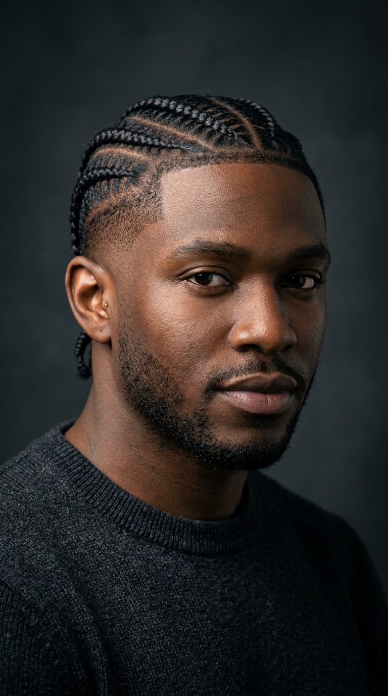 Cross-Over Cornrows with Burst Taper