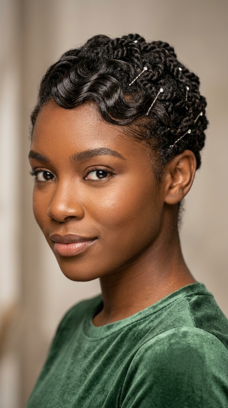 Cross-Pinned Finger Wave Twist