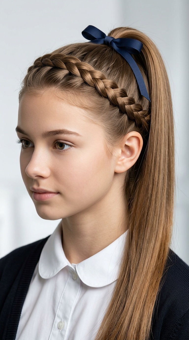 Crown Braid to Sleek High Pony
