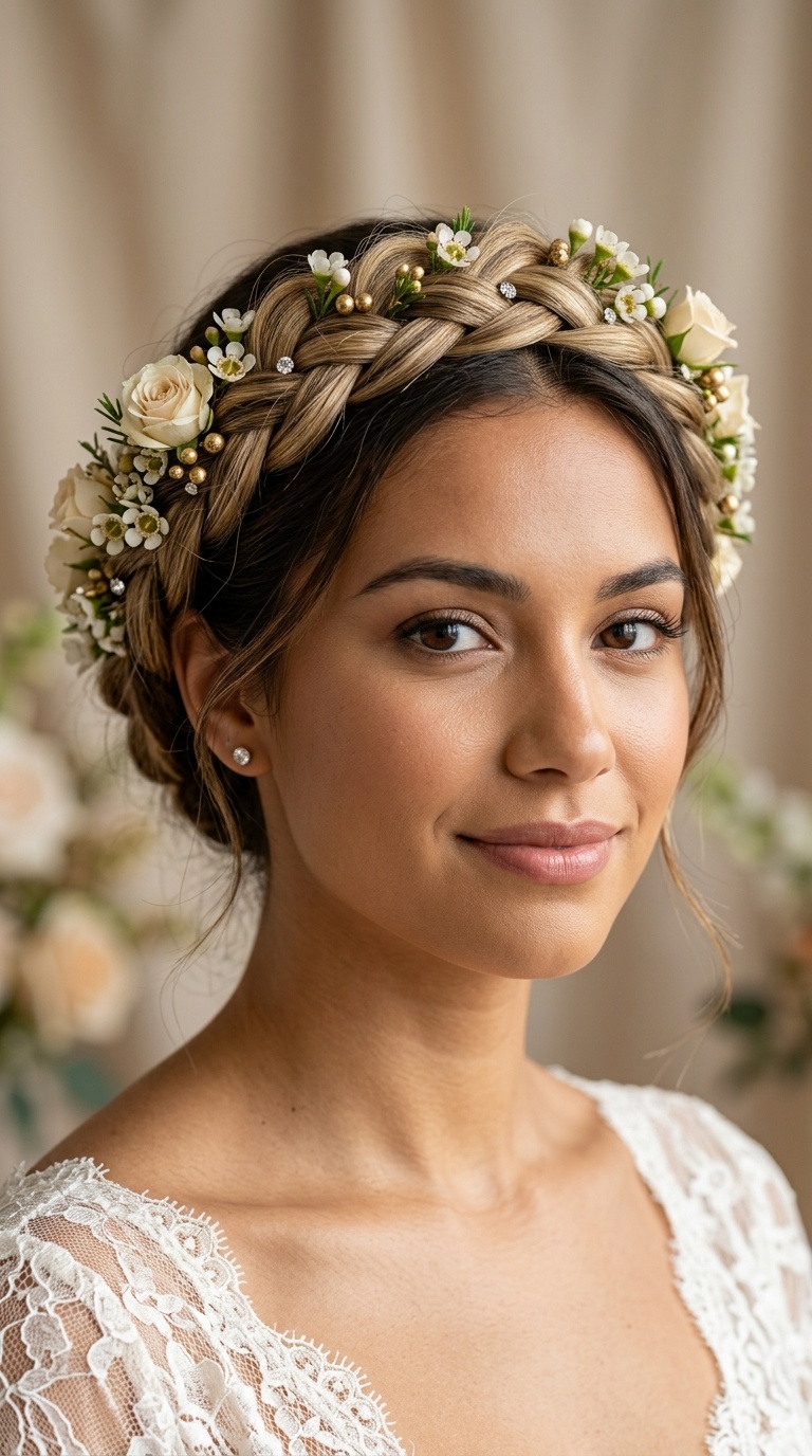 Crown Braid with Florals