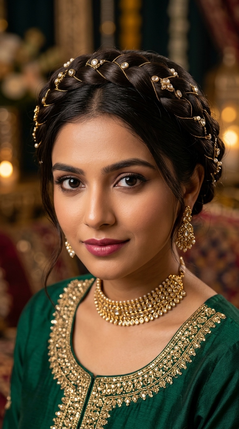 Crown Braid with Hair Jewelry