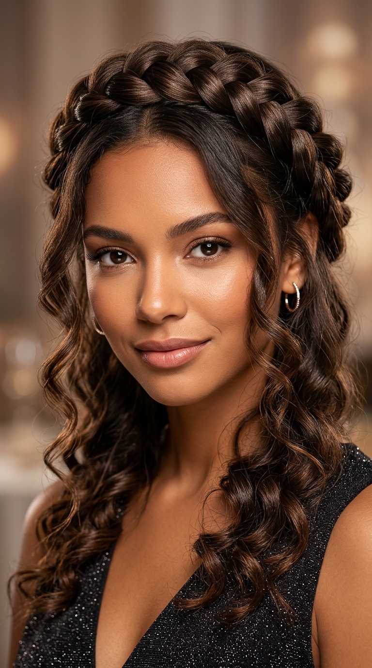 Crown Braid with Loose Spirals