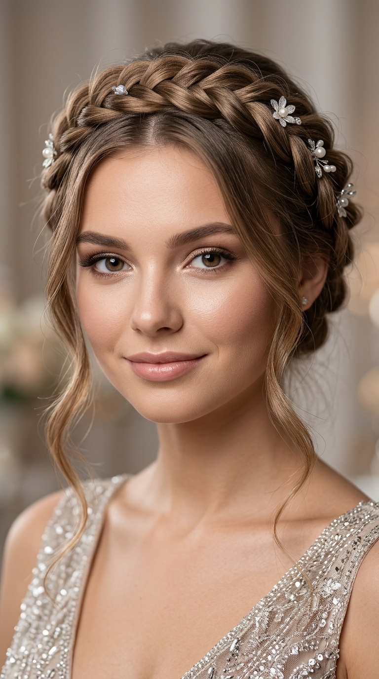 Crown Braid with Loose Tendrils