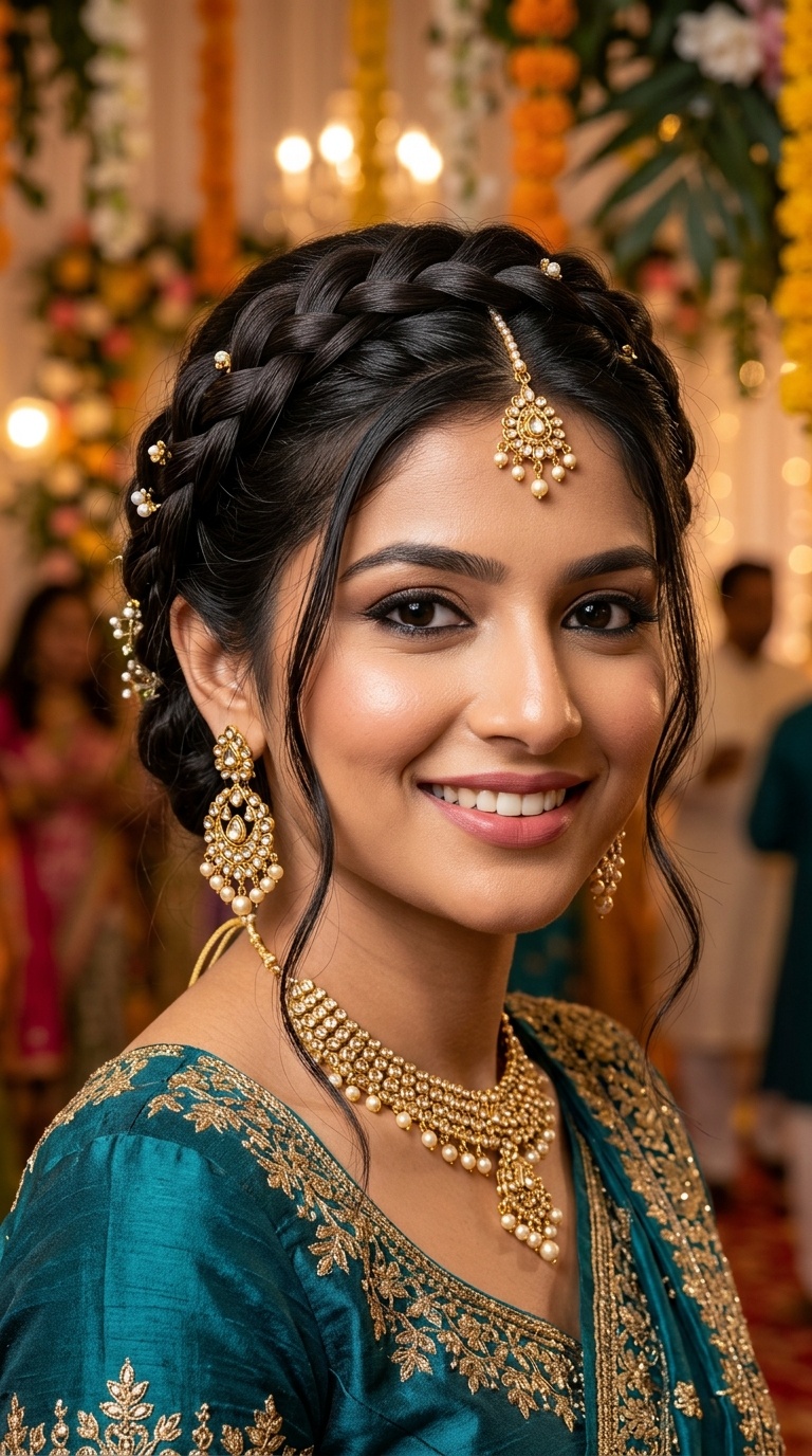 Crown Braid with Loose Tendrils