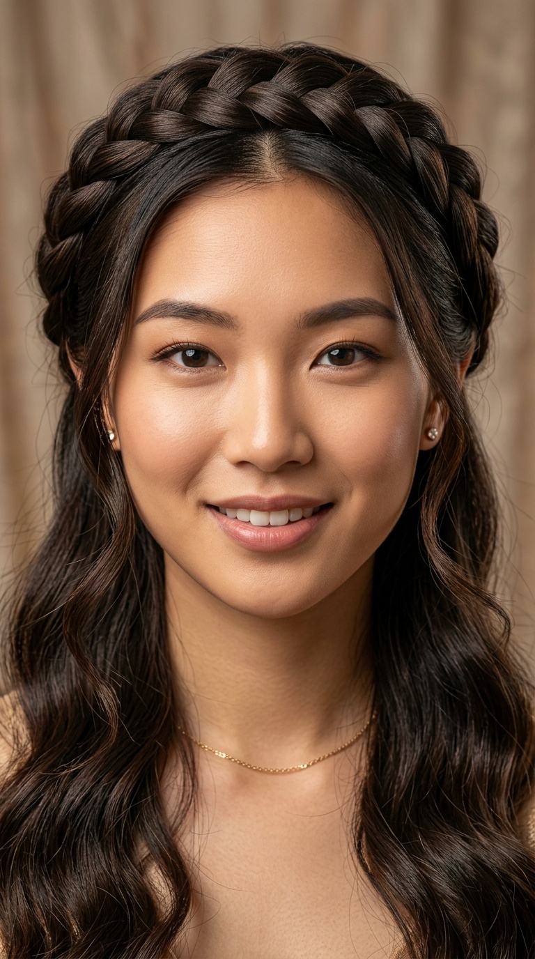 Crown Braid with Loose Waves