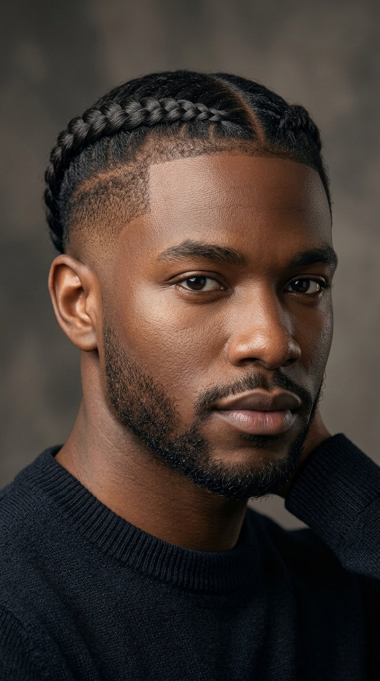 Crown Braid with Taper Fade