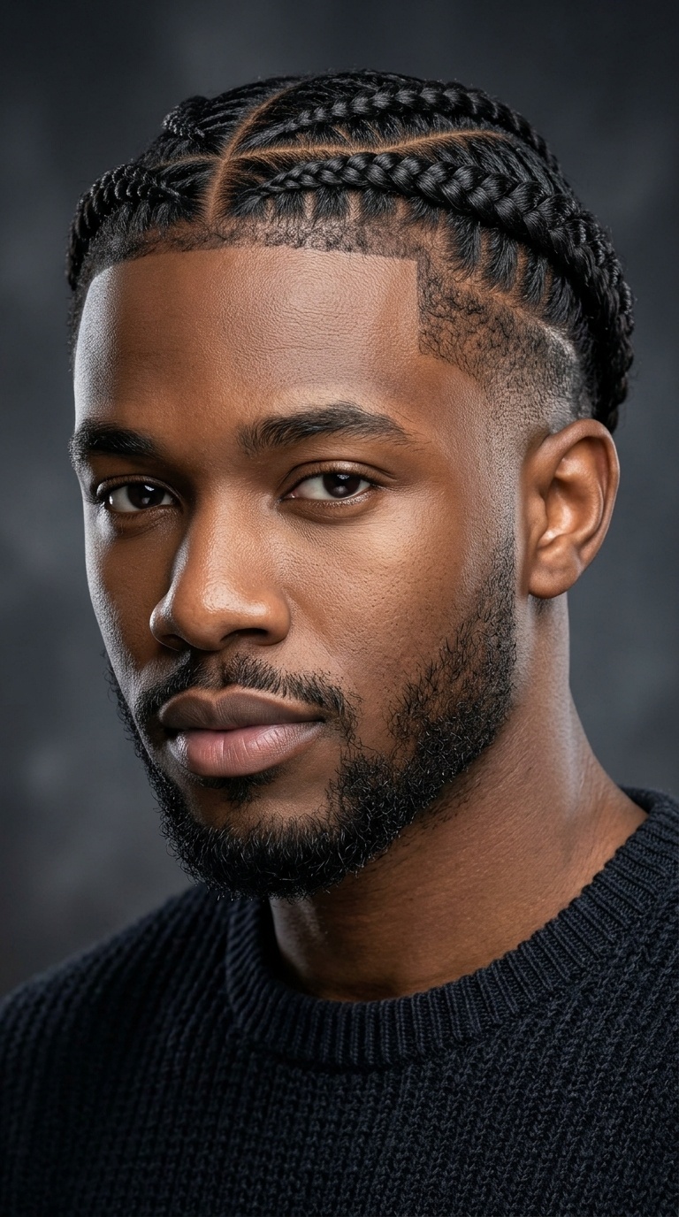 Crown Braids with Disconnected Taper