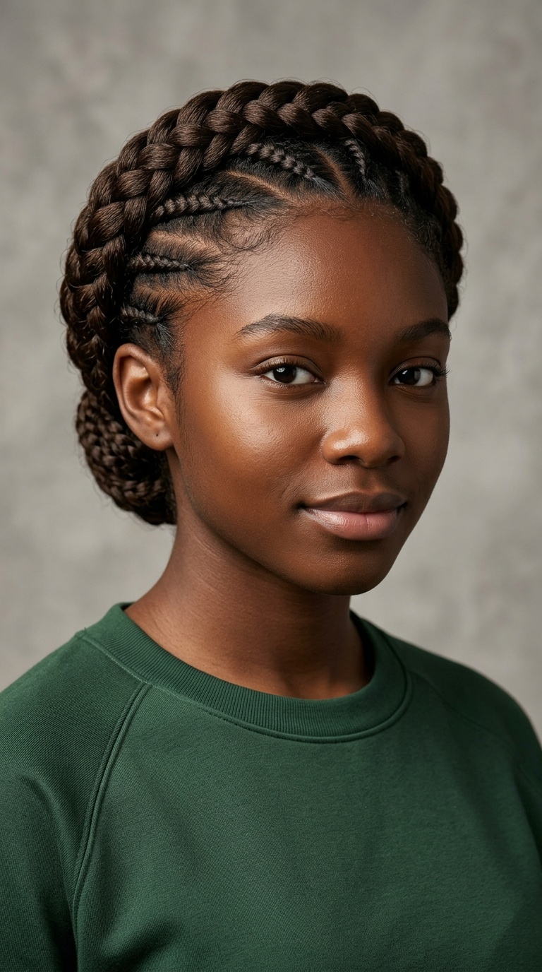 Crown-Wrapped Cornrows