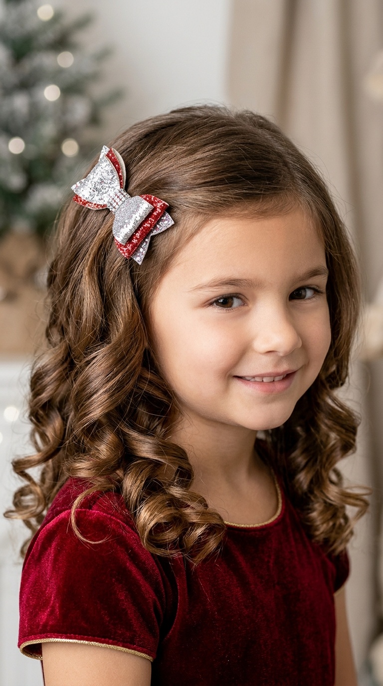 Curled Ends with a Glittery Bow Finish