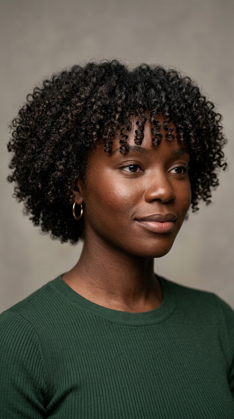 Curly Bob with Tapered Fringe
