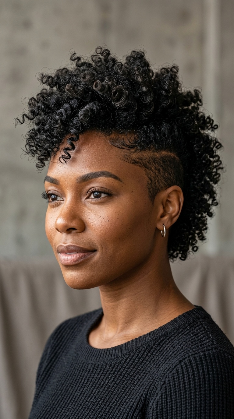 Curly Faux Hawk with Tapered Sides