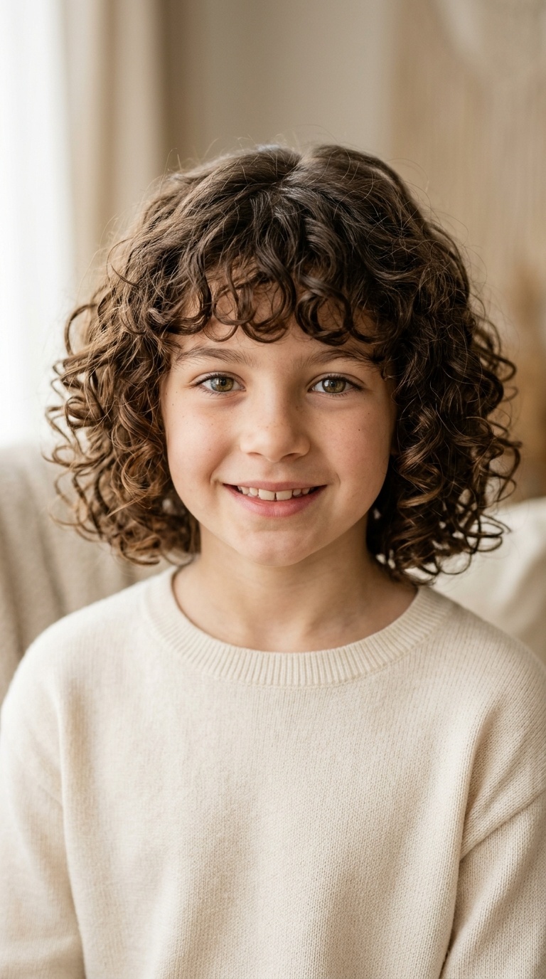 Curly French Bob with Bangs