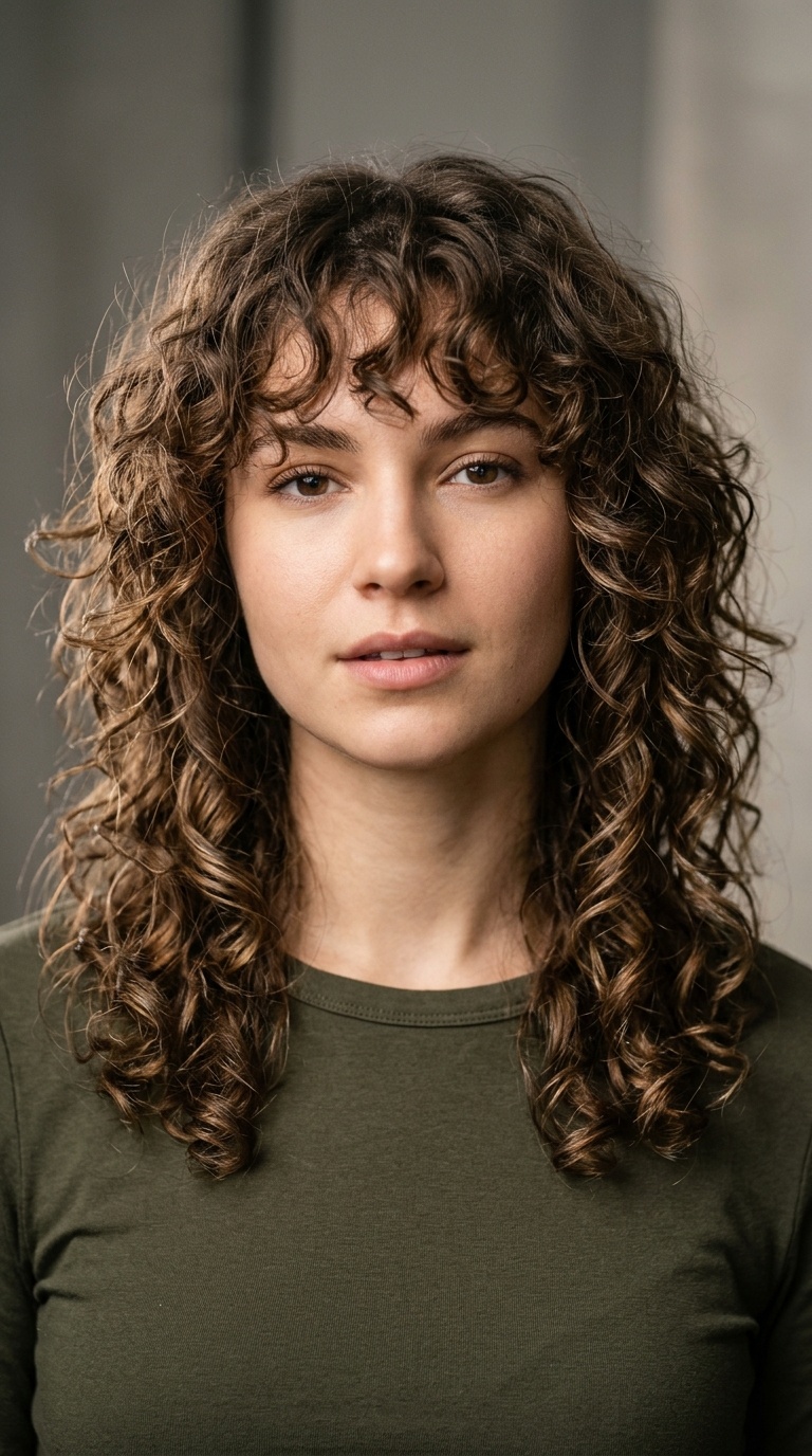 Curly Fringe with Shaggy Layers