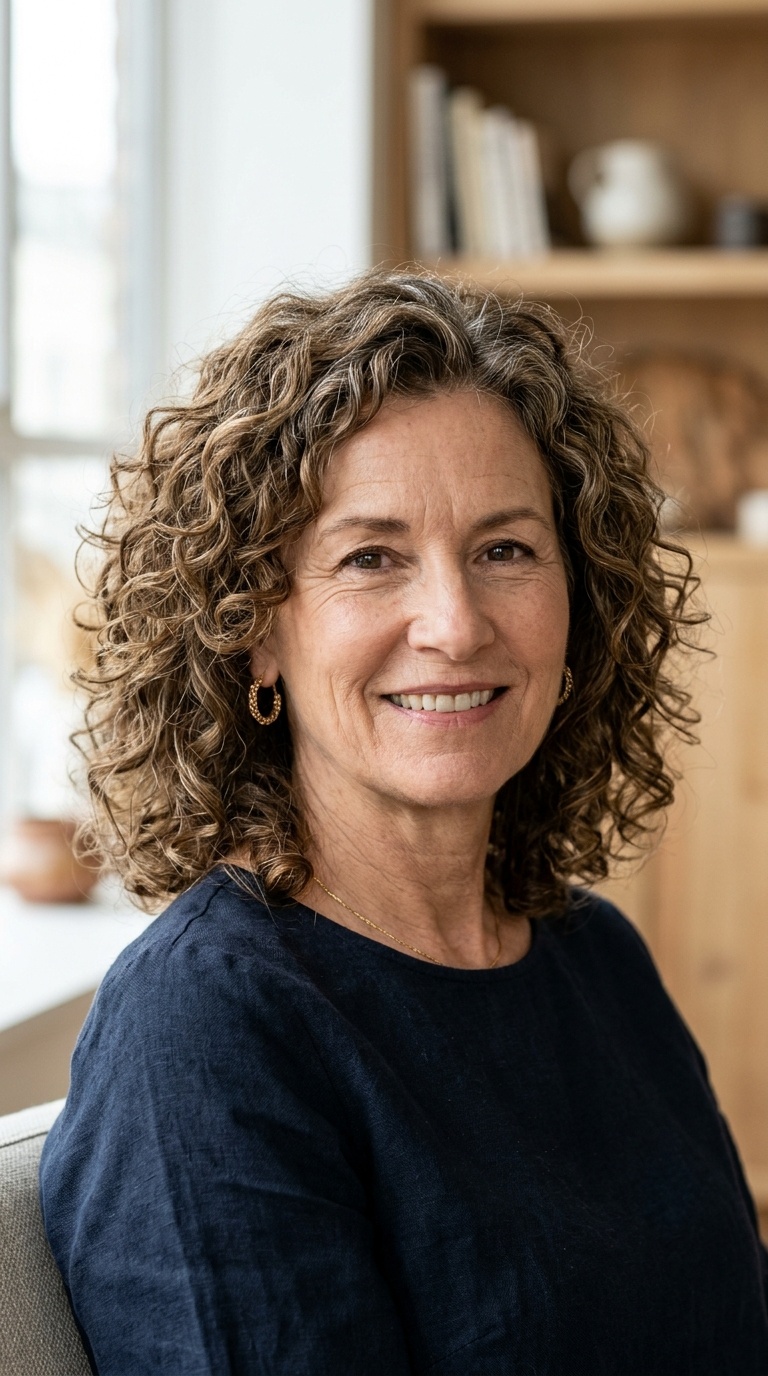 Curly Layered Shoulder Cut