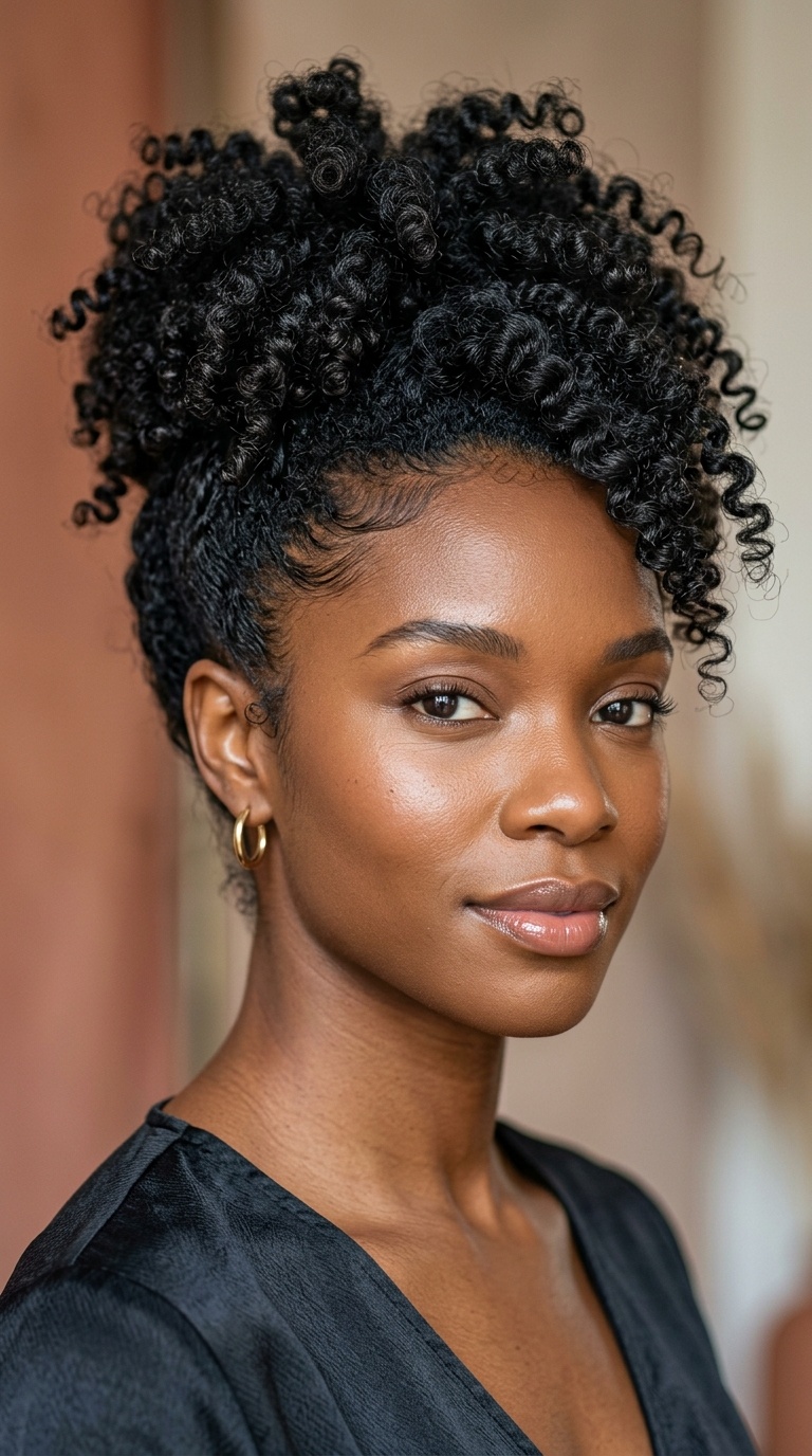Curly Pineapple Updo