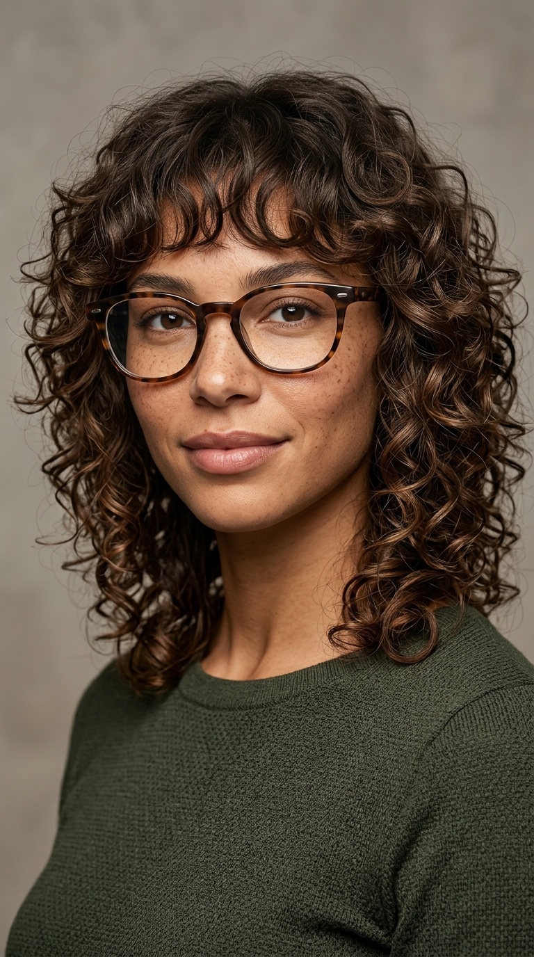 Curly Shag with Cheekbone-Length Layers