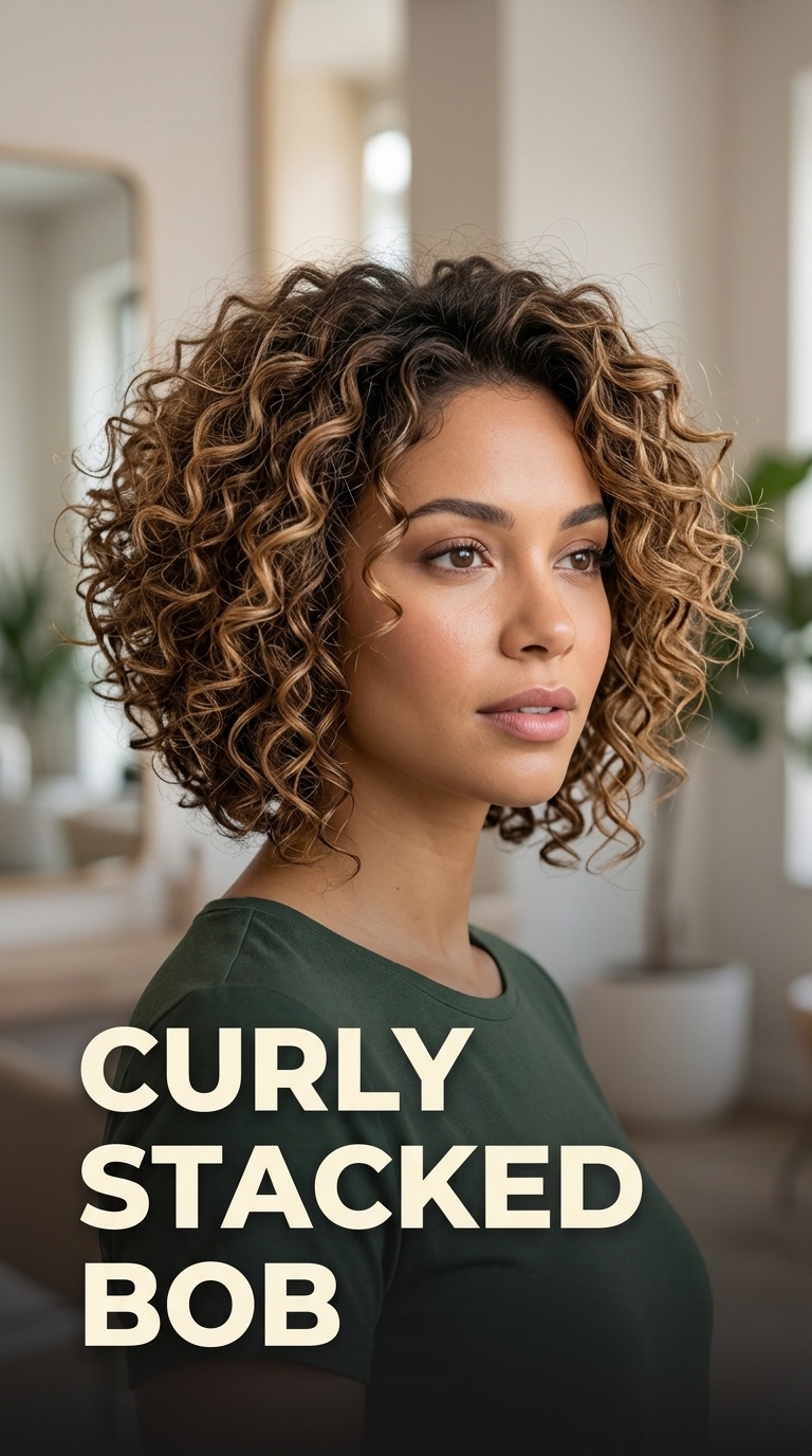 Curly Stacked Bob