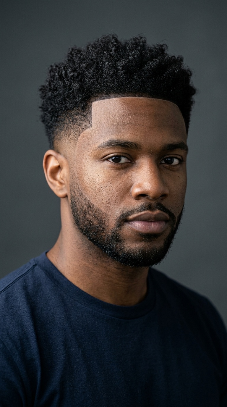 Curly Top with Drop Fade and Lineup