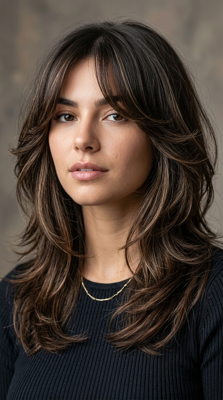 Curtain Bangs and Voluminous Layers