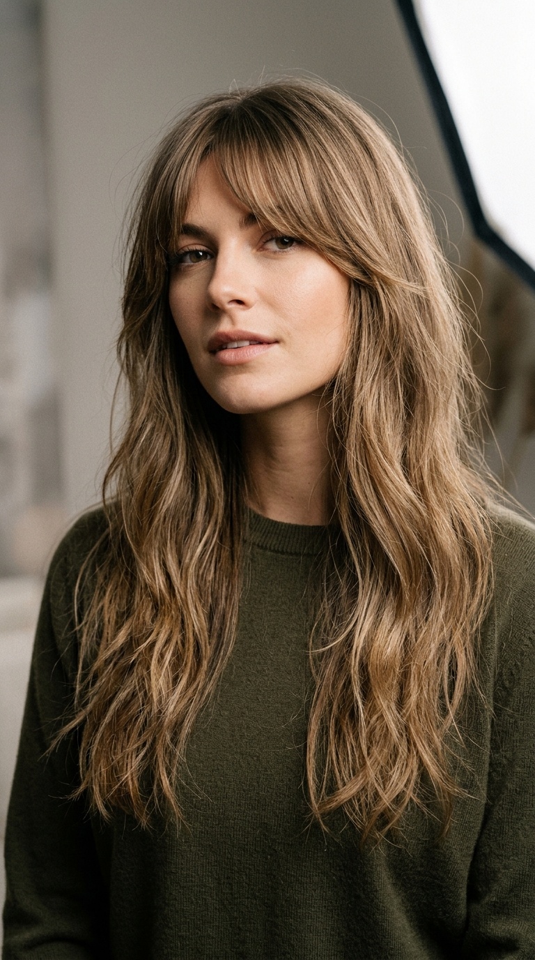 Curtain Bangs with Long Layers