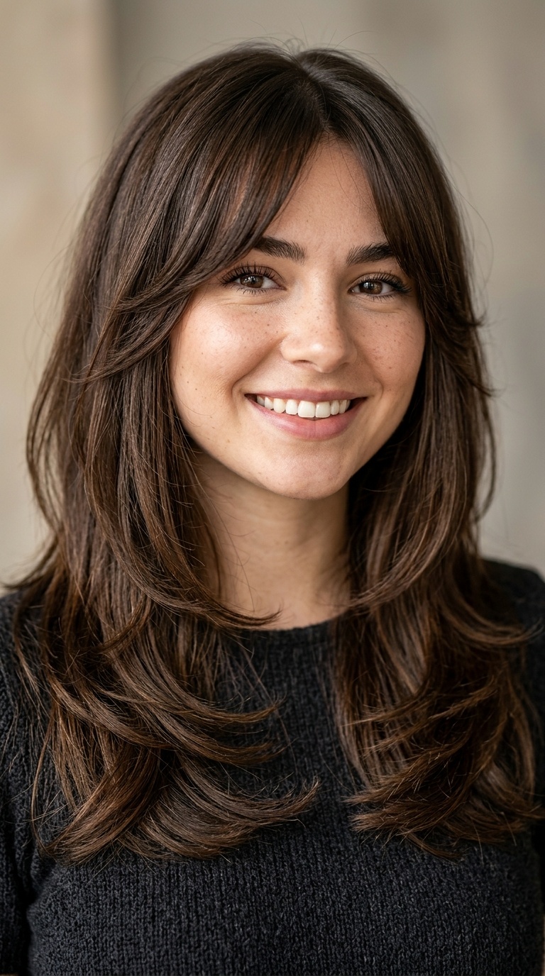 Curtain Bangs with Long Layers