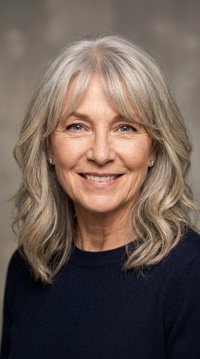 Curtain Bangs with Mid-Length Layers