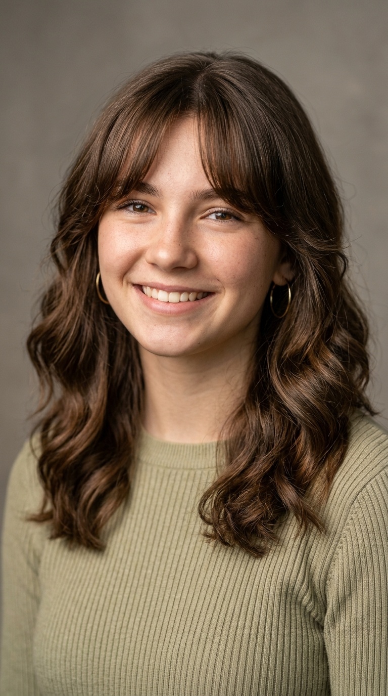 Curtain Bangs with Soft Waves