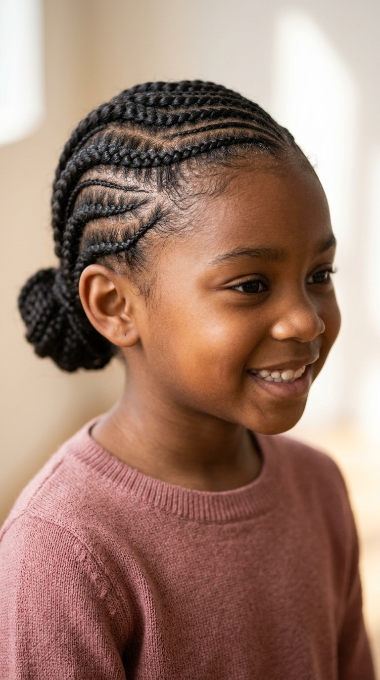 Curved Side-Swept Cornrows