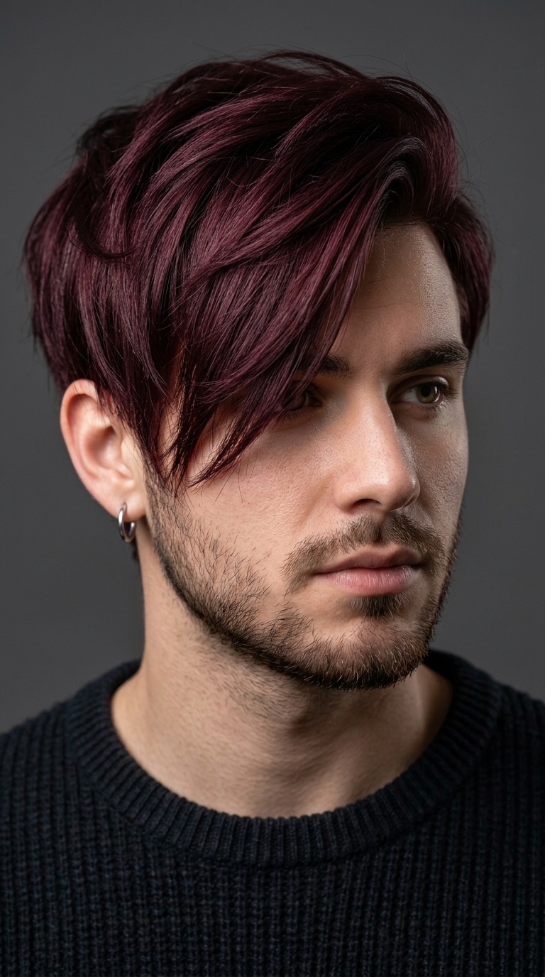 Deep Burgundy Side-Sweep