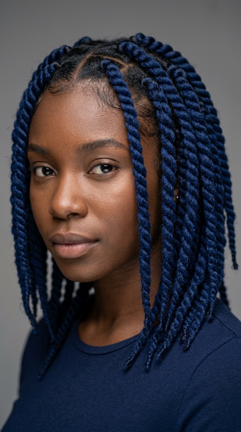 Deep Navy Blue Tapered Twists