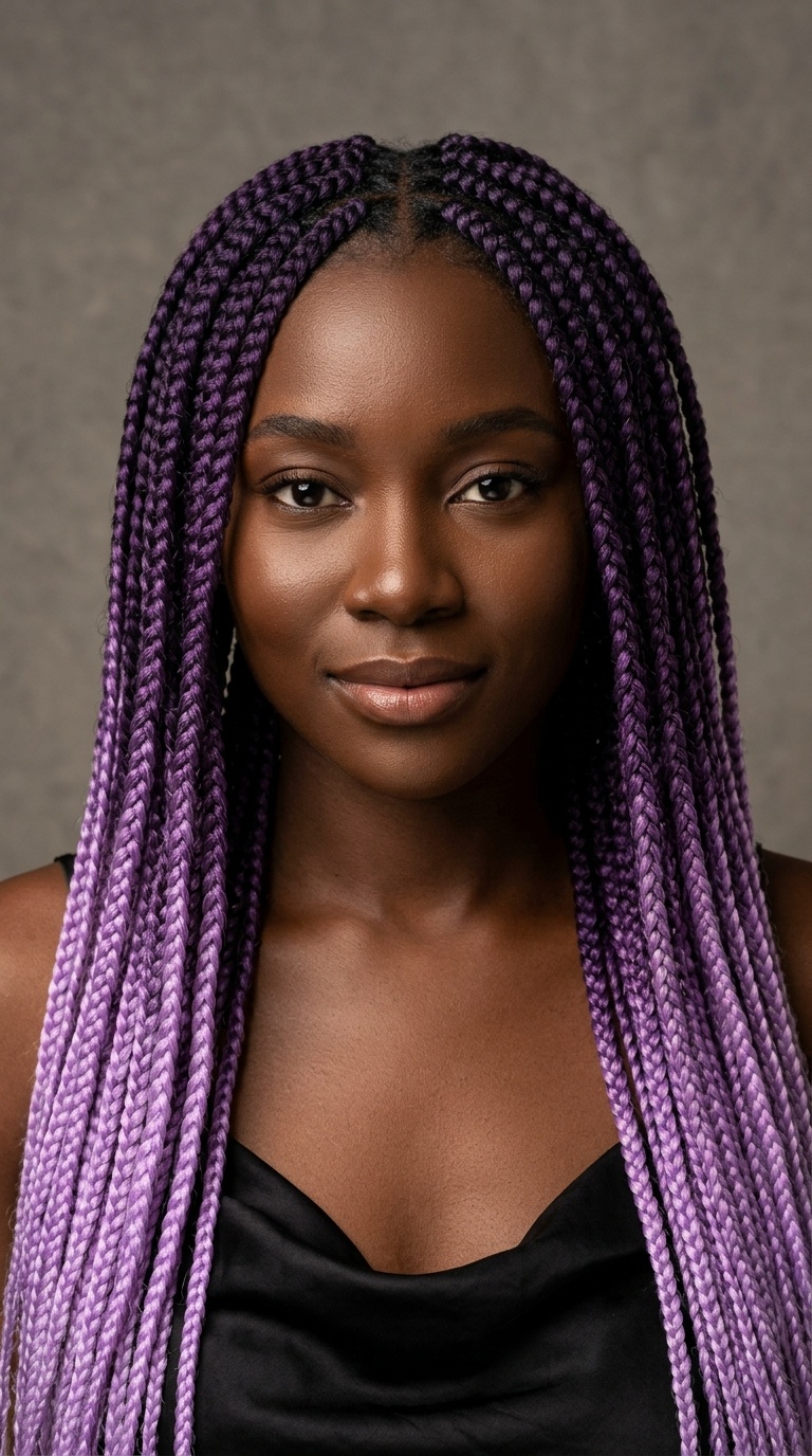 Deep Purple to Lilac Fade Braids