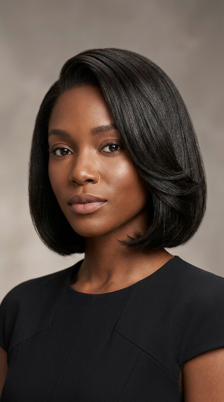 Deep Side Part Sculpted Bob