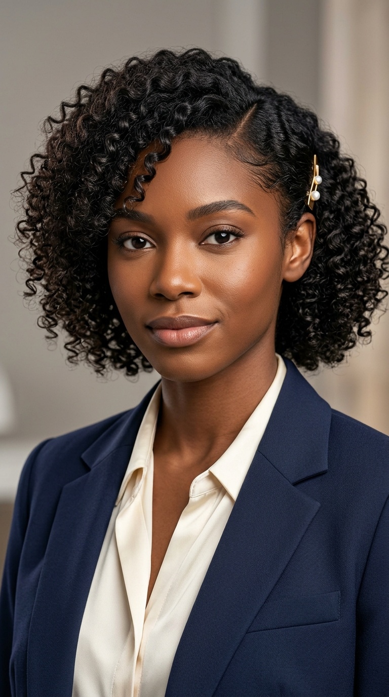 Deep Side Part with Barrettes