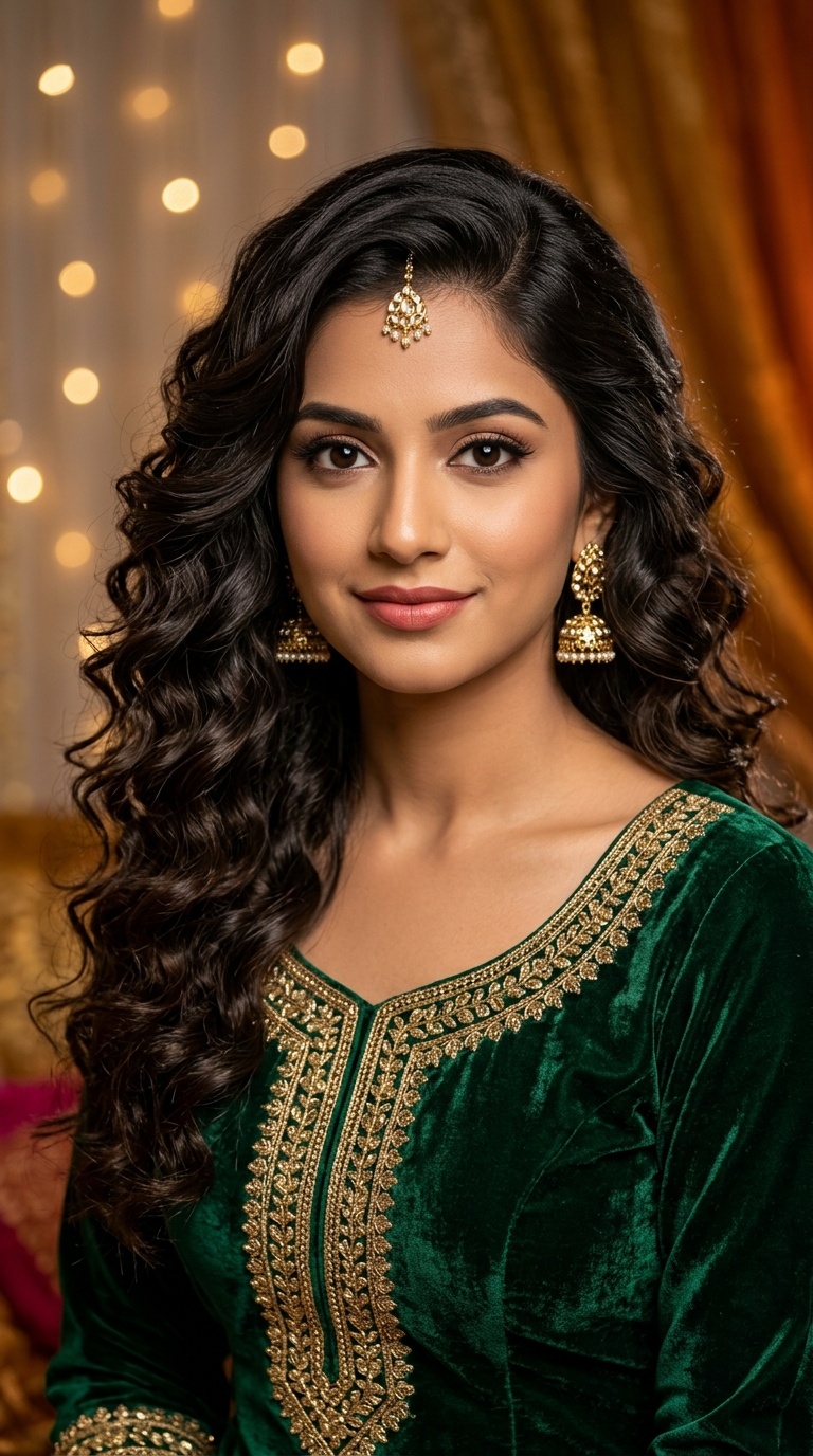 Deep Side Part with Curls