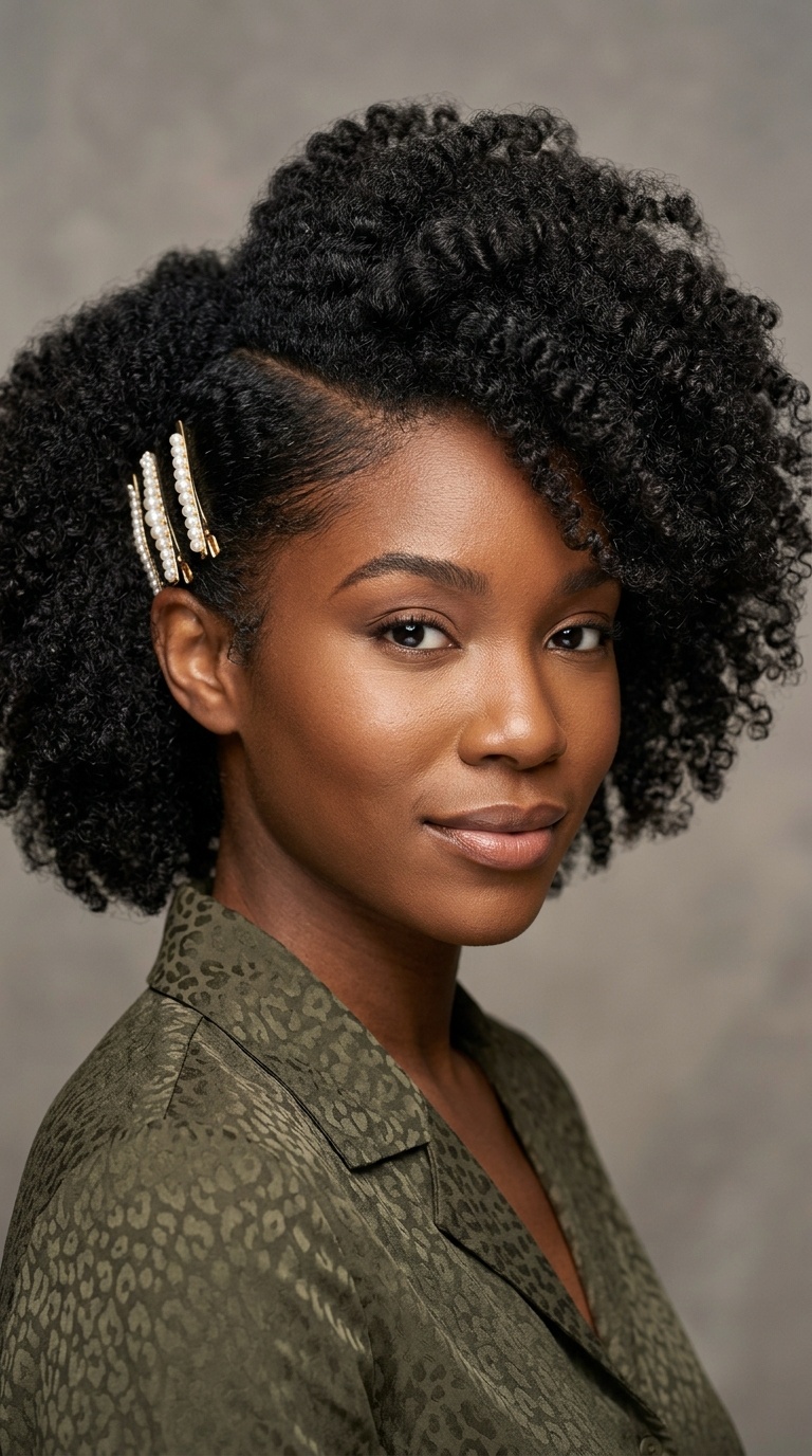 Deep Side Part with Decorative Clips