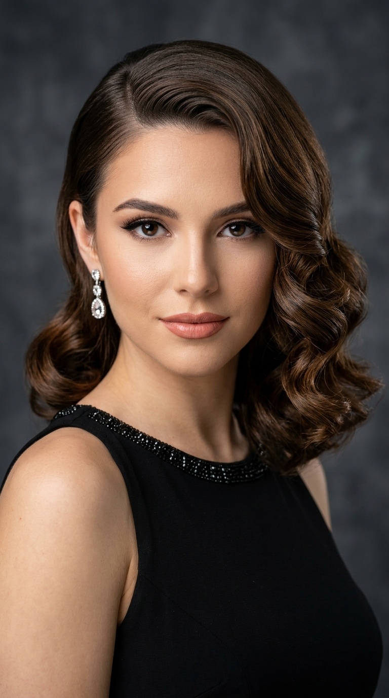 Deep Side Part with Pin Curls