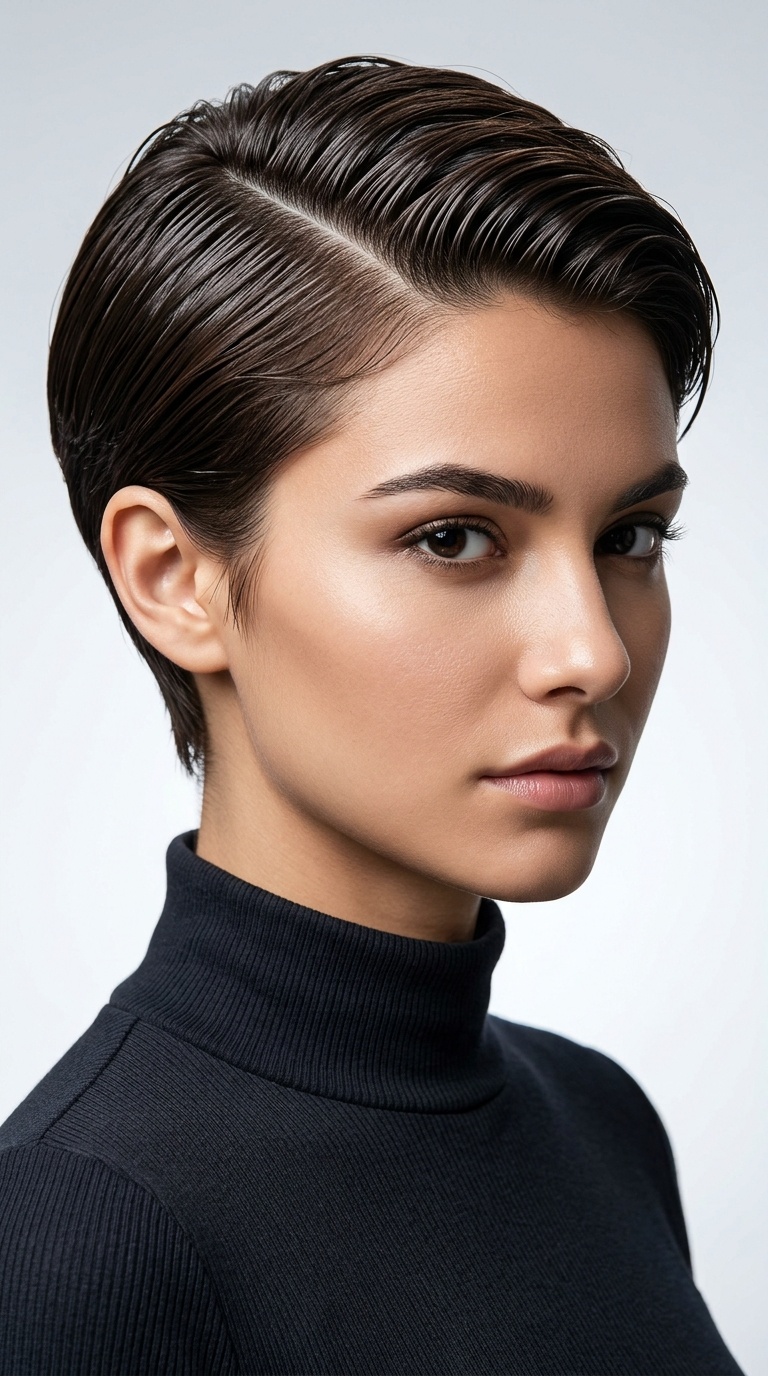 Deep Side-Parted Pixie