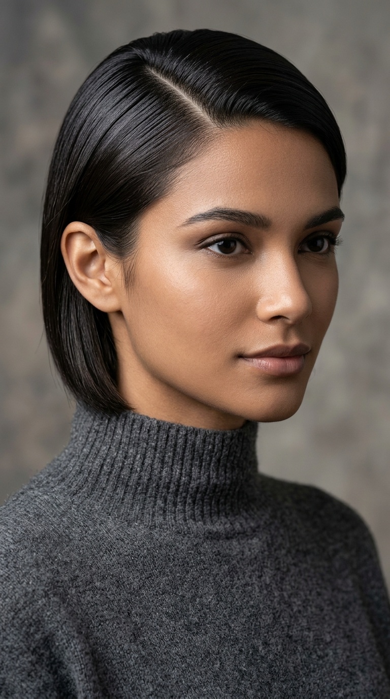 Deep Side-Parted Smooth Look