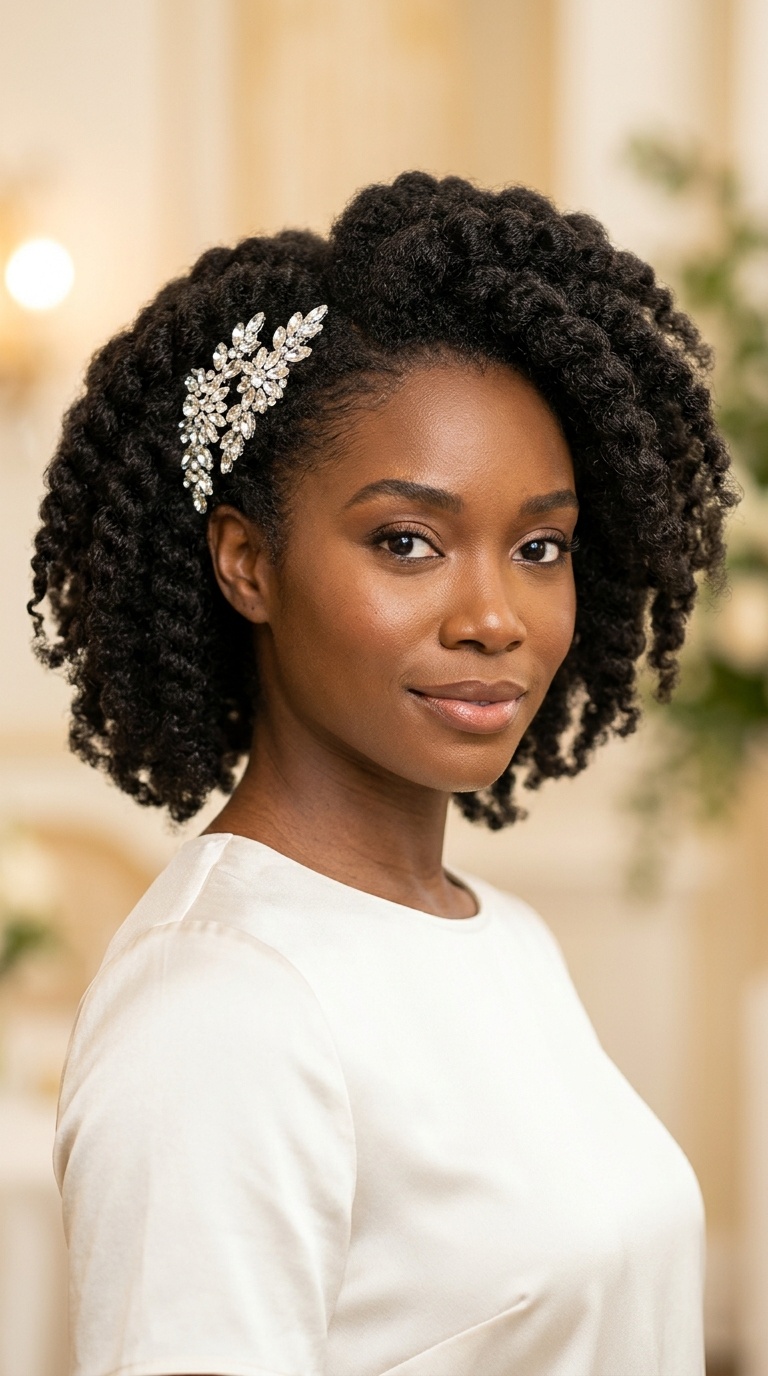 Defined Braid-Out with Jeweled Side Pins