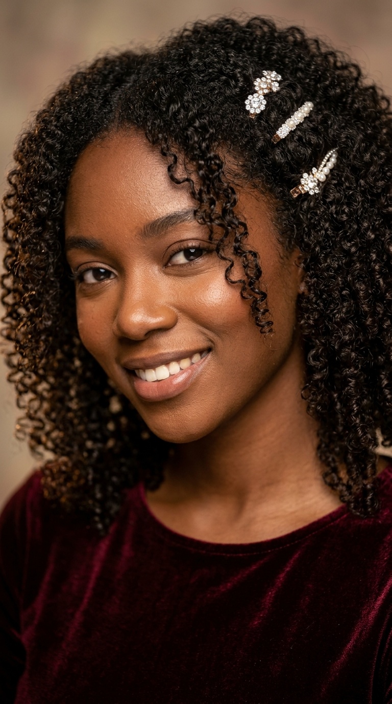 Defined Wash-and-Go with Sparkly Clips