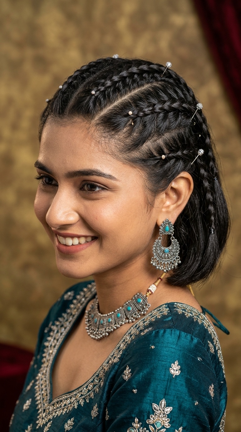 Diagonal French Braid Pin-Up