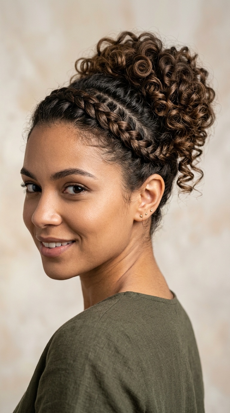 Diagonal Lace Braid with Curly Pin-up
