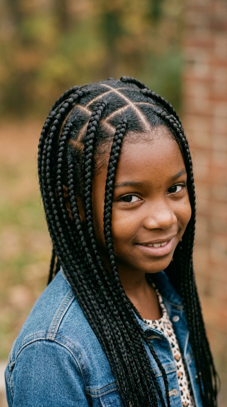 Diamond-Parted Box Braids