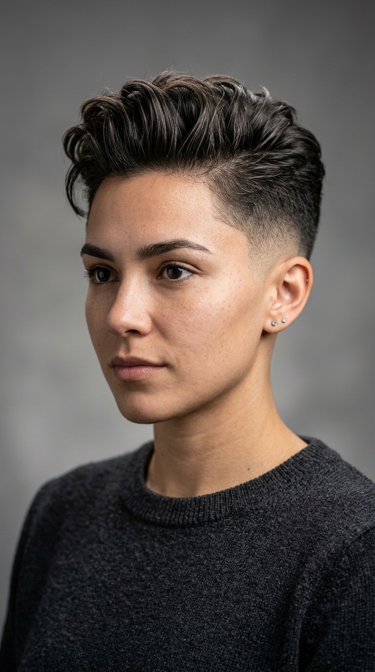 Disconnected Quiff with Drop Fade