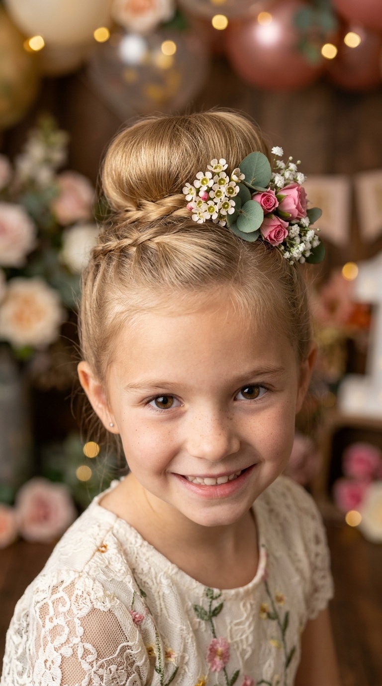 Donut Bun with Floral Accents