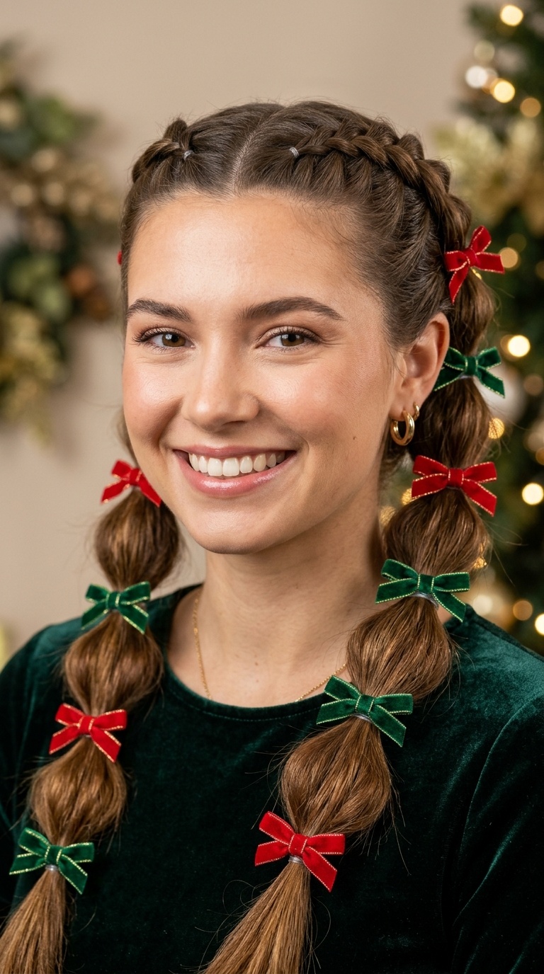 Double Bubble Braids with Mini Bows